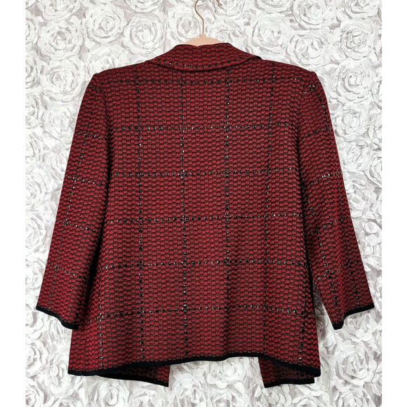 Ming Wang 2 Piece Set Womens Medium Red And Black Studded Tank Jacket Set Knit - Picture 3 of 14